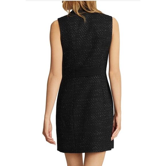 NWT Reiss Black Tweed Vest Dress Sleeveless Double Breasted Mini Size 4 - Picture 5 of 10